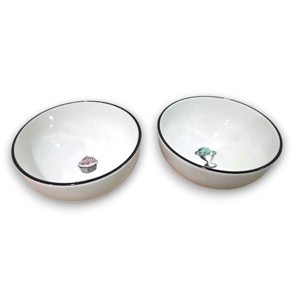 Kate Spade Lenox Concord Square White Ceramic Dessert Ice Cream Bowls 4.5''